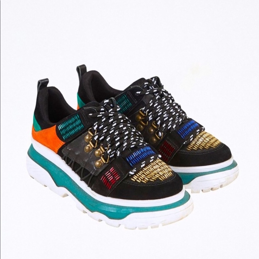 FARM Rio Black Beaded Sneakers 9 In box